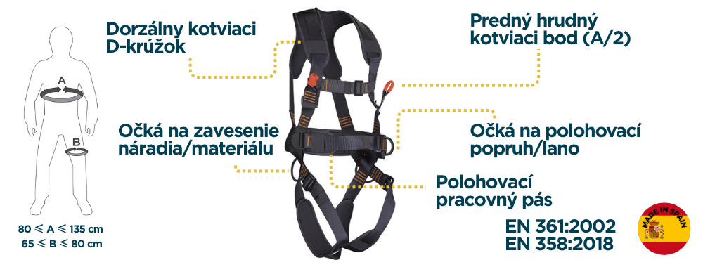SK2 VELETA PLUS Celotelovv bezpecnostny postroj s polohovacim pasom